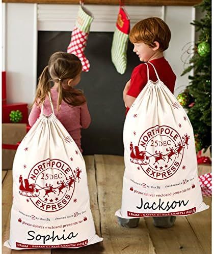 OurWarm 2Pcs Santa Sacks Canvas Bags with Drawstring Christmas Bag Large Santa Bags for Kids 19 x... | Amazon (US)
