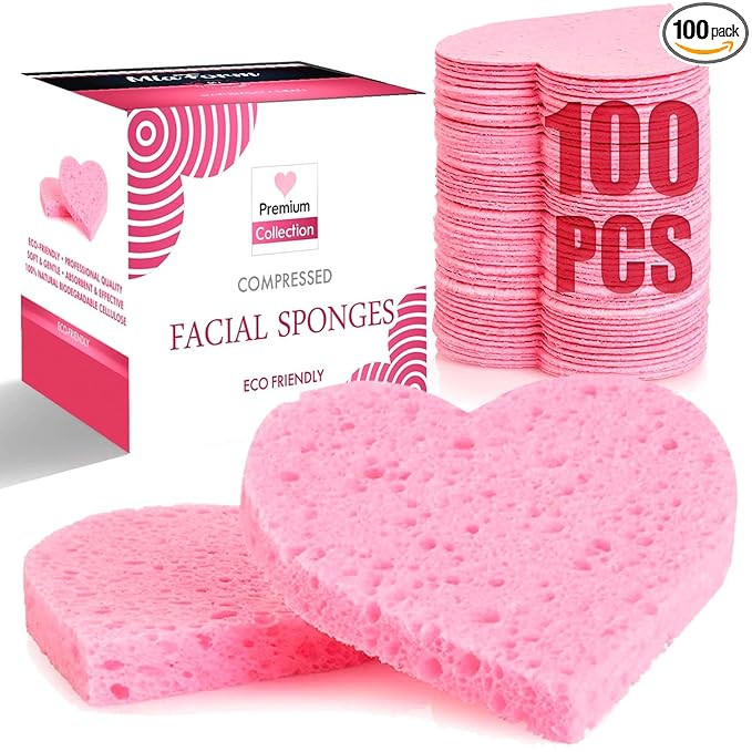 100-Count Compressed Facial Sponges, 100% Natural Cosmetic Spa Sponges for Facial Cleansing, Exfo... | Amazon (US)