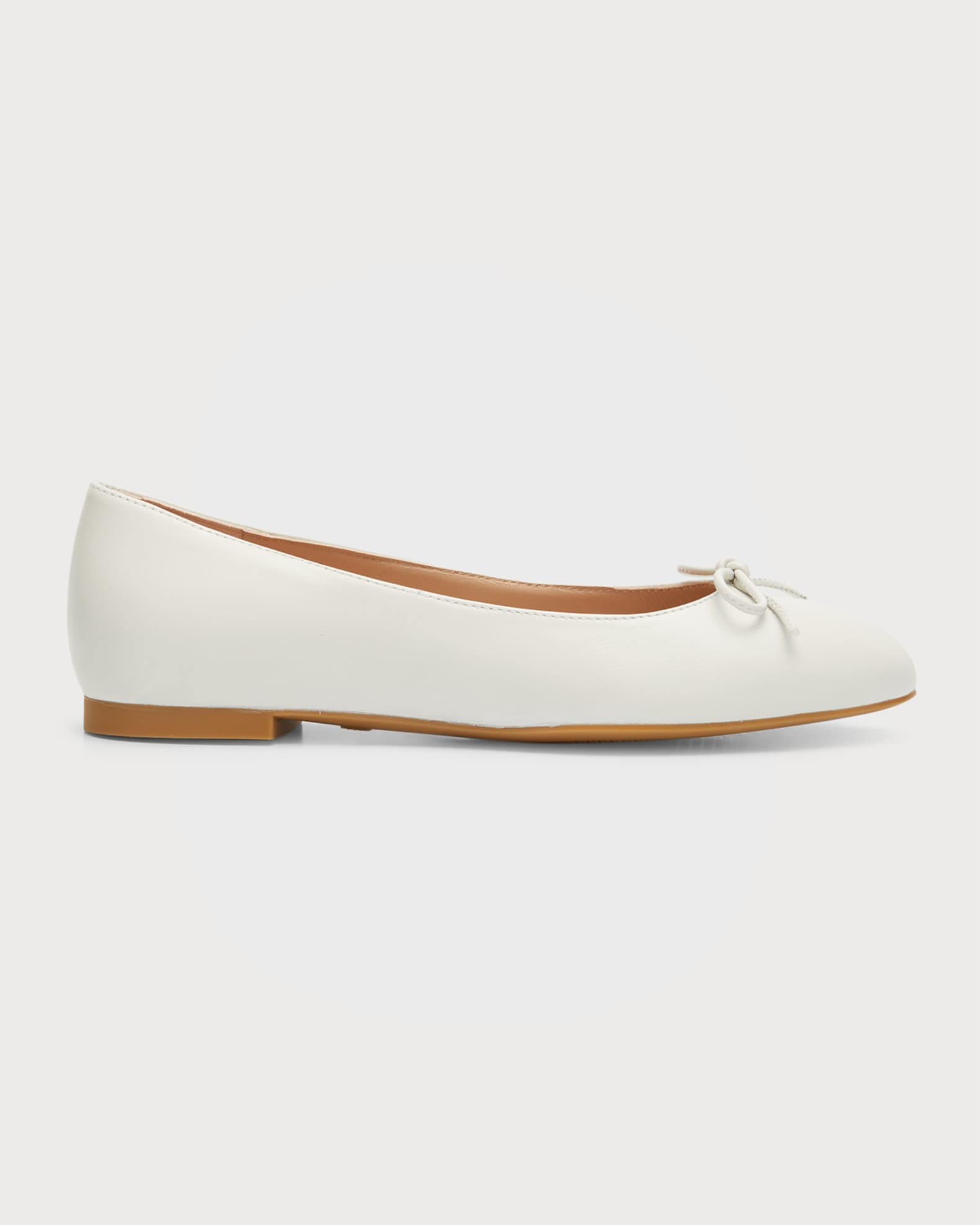 Stuart Weitzman Leather Bow Ballerina Flats | Neiman Marcus