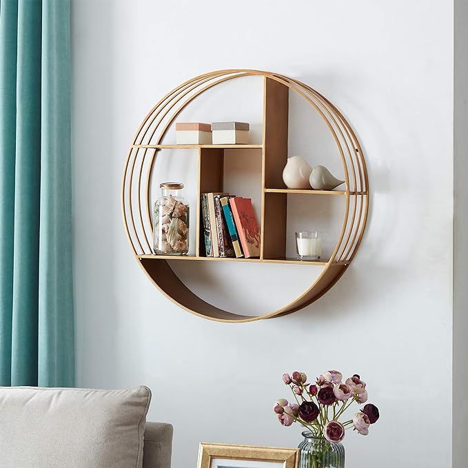 FirsTime & Co. Brooklyn Gold Circular Floating Shelf, 27.5" diameter x 6" depth | Amazon (US)