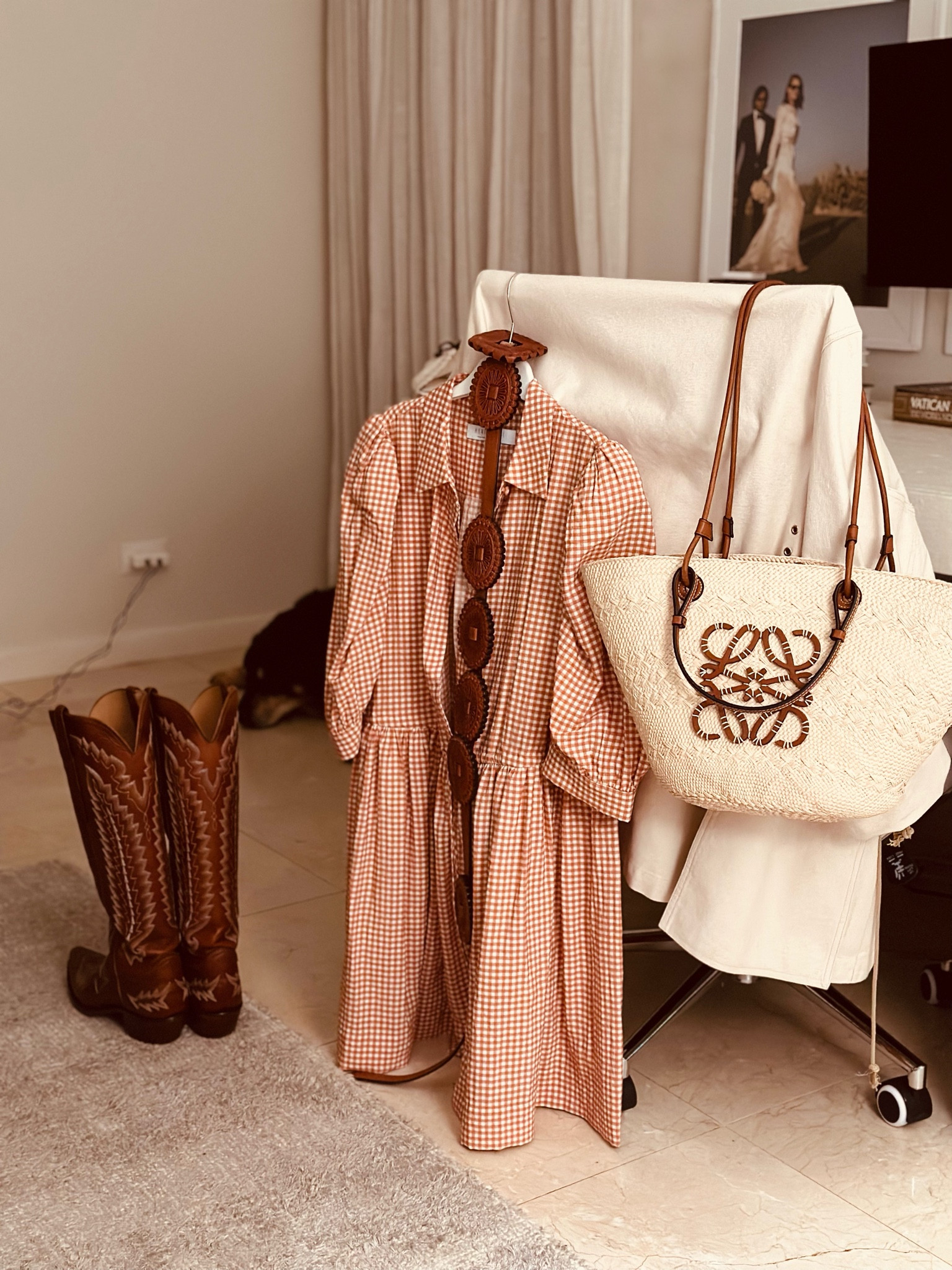 Clothes are laid out and ready for tomorrow. We are headed to our ranch and I just can’t wait to get there to spend quality time with my kids.
You have seen me collect many of these accessories over time. I am very thoughtful with my purchases and only make room for pieces that have big staying power. 
My dress is the new piece here. It has pockets (yea!) and adorable puff sleeves. It is perfect for summer because it’s flattering but not tight which is perfect for warm summer days. 


#LTKtravel #LTKworkwear #LTKSeasonal