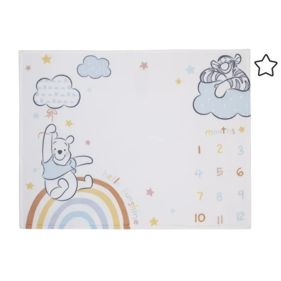 Disney Winnie The Pooh Rainbow Super Soft Milestone Baby Blanket with Felt Marker, Infant Unisex,... | Walmart (US)