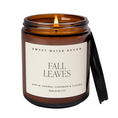 Sweet Water Decor Fall Leaves 9oz Amber Jar Soy Candle | Target