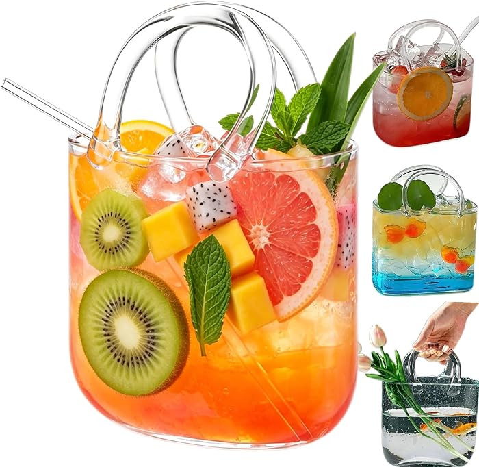 Glass Purse for Drinks, 26oz Unique Handbag Shaped Cocktail Glasses, Creative Purse Glasses for D... | Amazon (US)