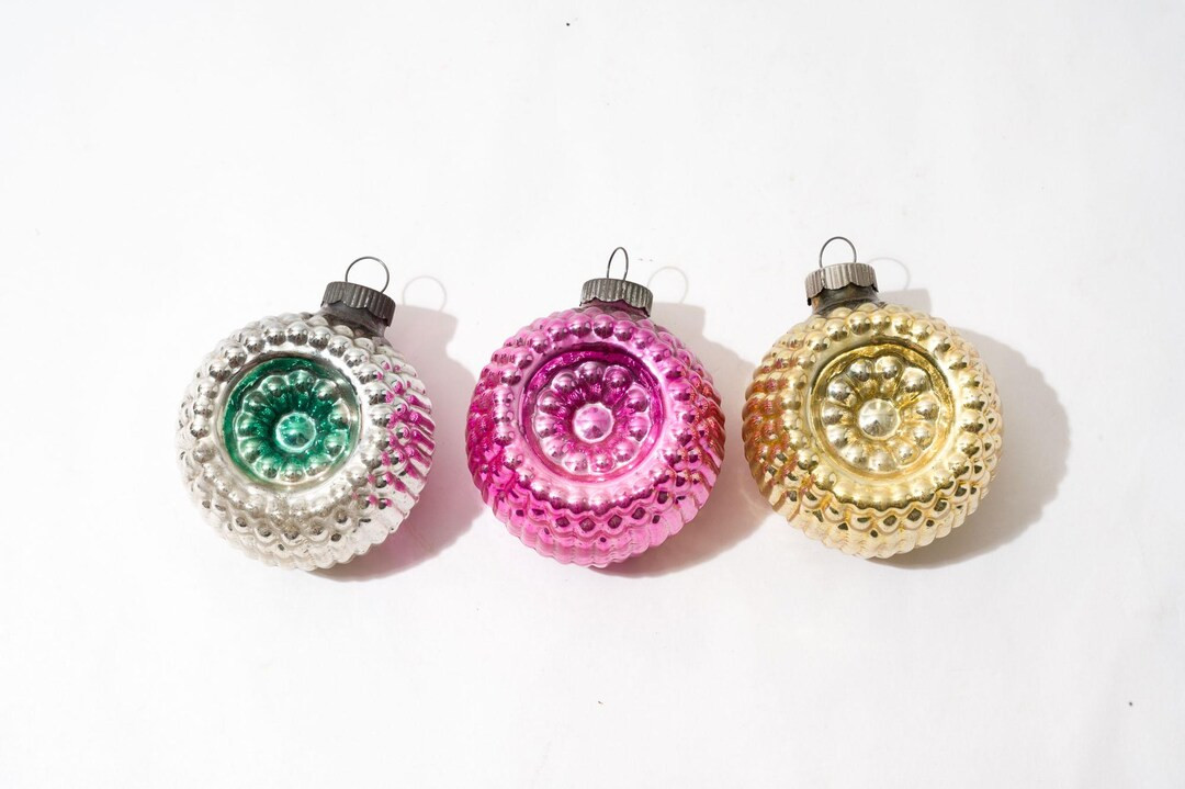 Vintage Shiny Brite Ornaments, Dimple Reflector, SOLD INDIVIDUALLY - Etsy | Etsy (US)