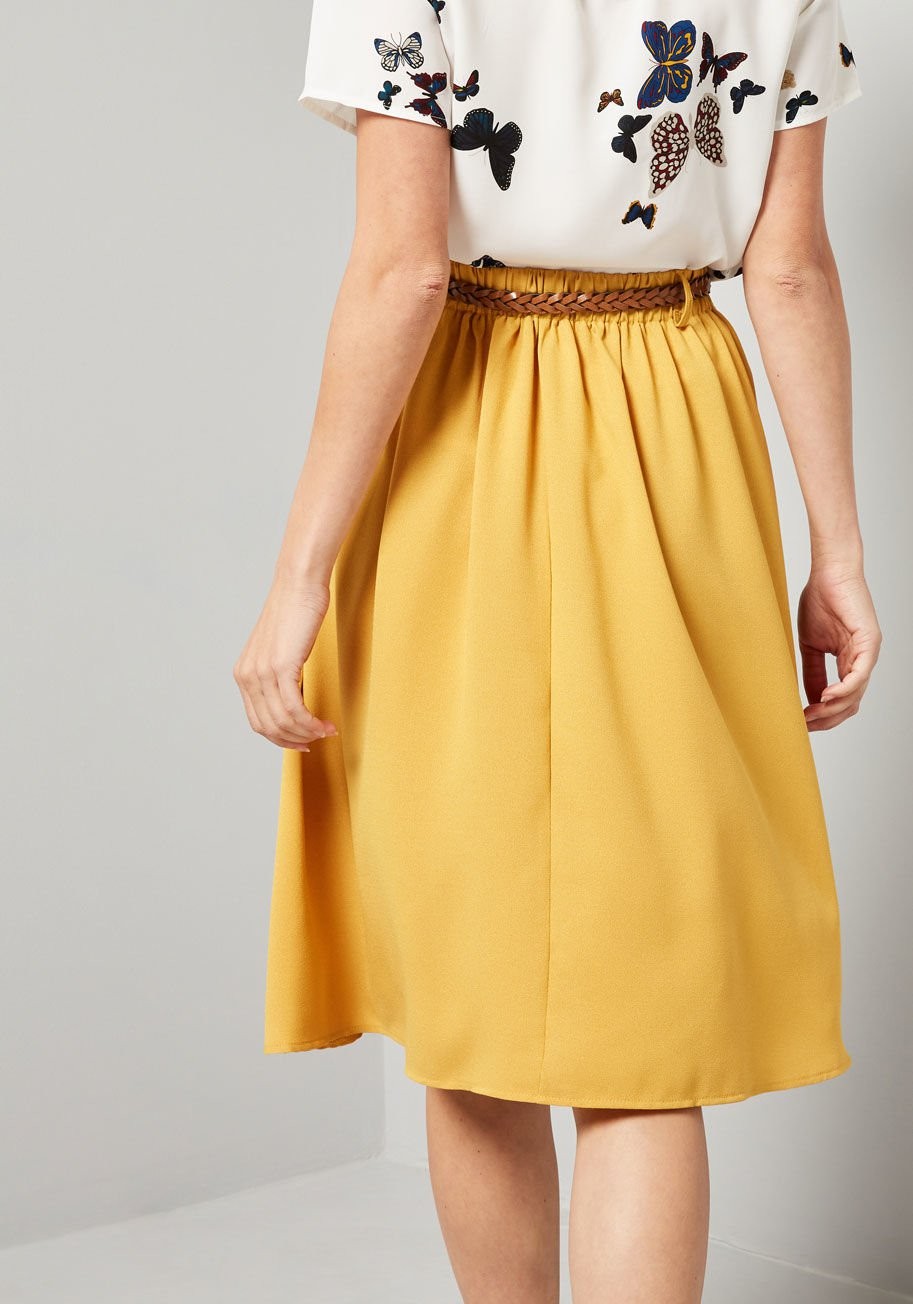 Breathtaking Tiger Lilies Midi Skirt in Goldenrod | Modcloth