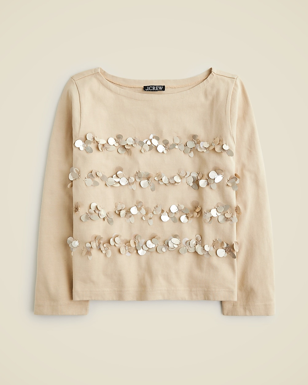 Mariner jersey long-sleeve T-shirt with floral embellishment | J. Crew US