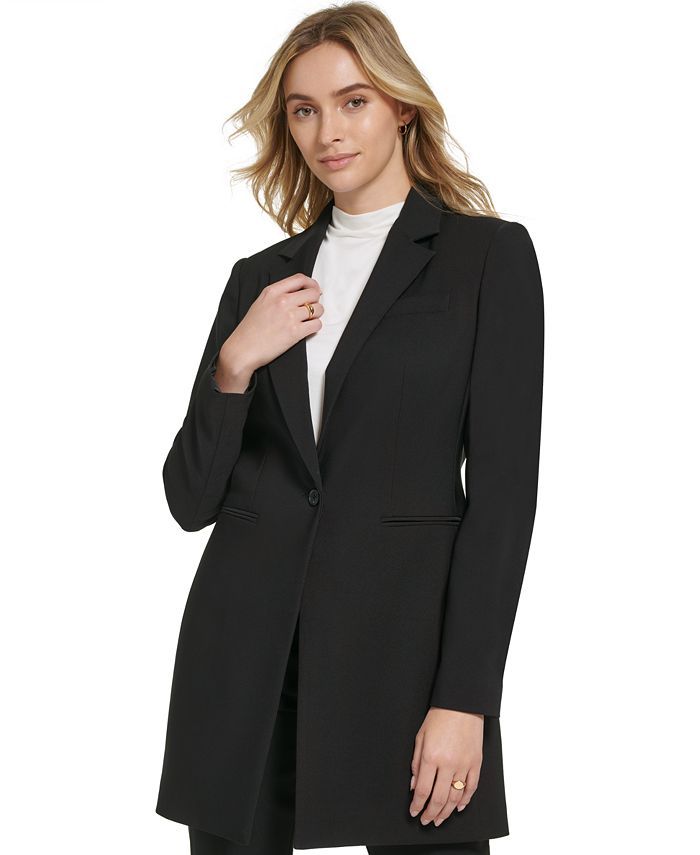 Calvin Klein X-Fit One Button Topper Jacket & Reviews - Jackets & Blazers - Women - Macy's | Macys (US)