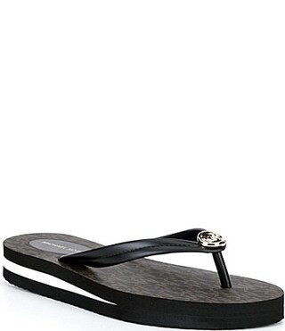 Michael Kors Posie Jelly Signature Print Footbed Flip Flops - 9 | Dillard's