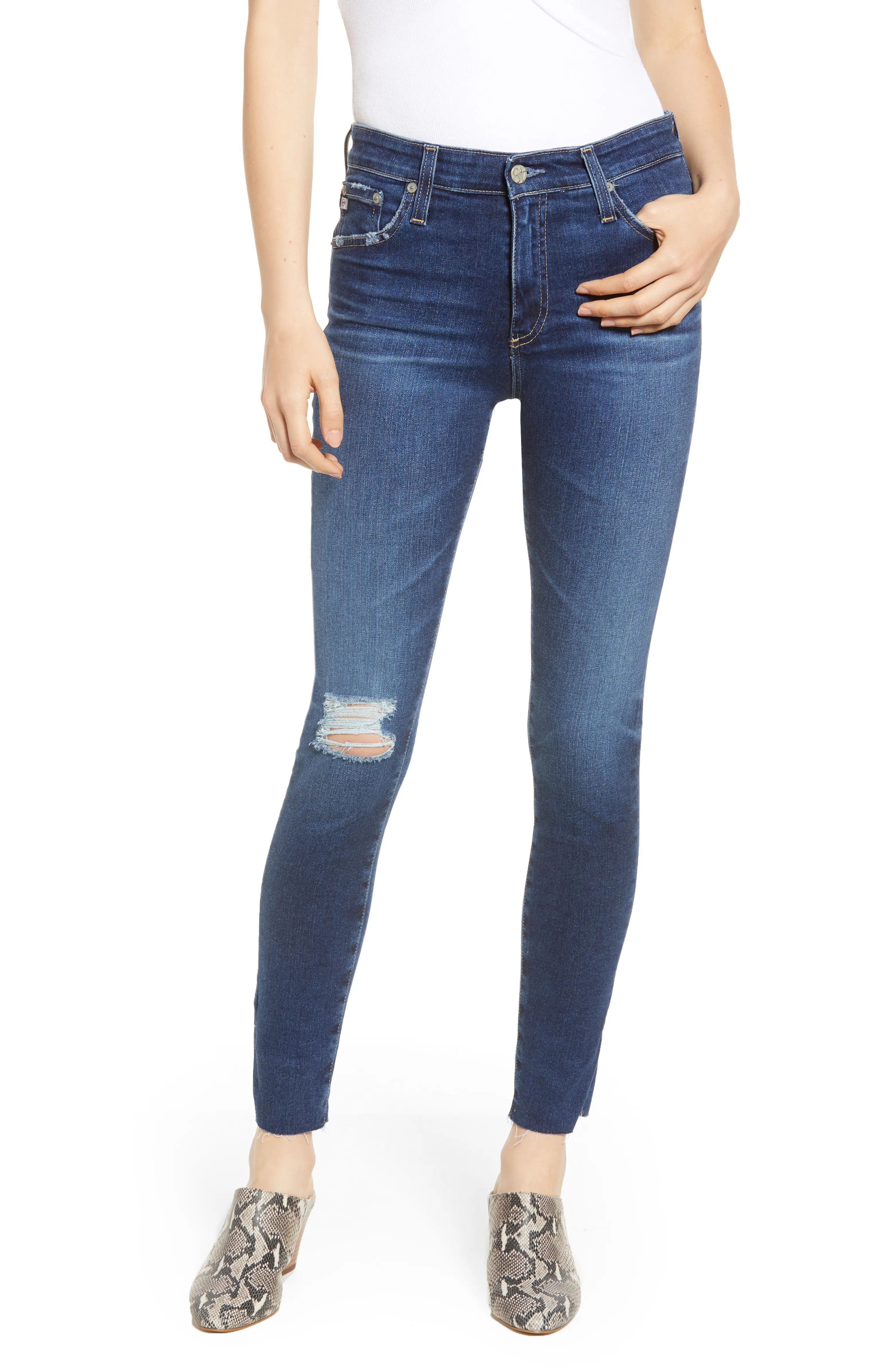 The Farrah High Waist Raw Hem Ankle Skinny Jeans | Nordstrom