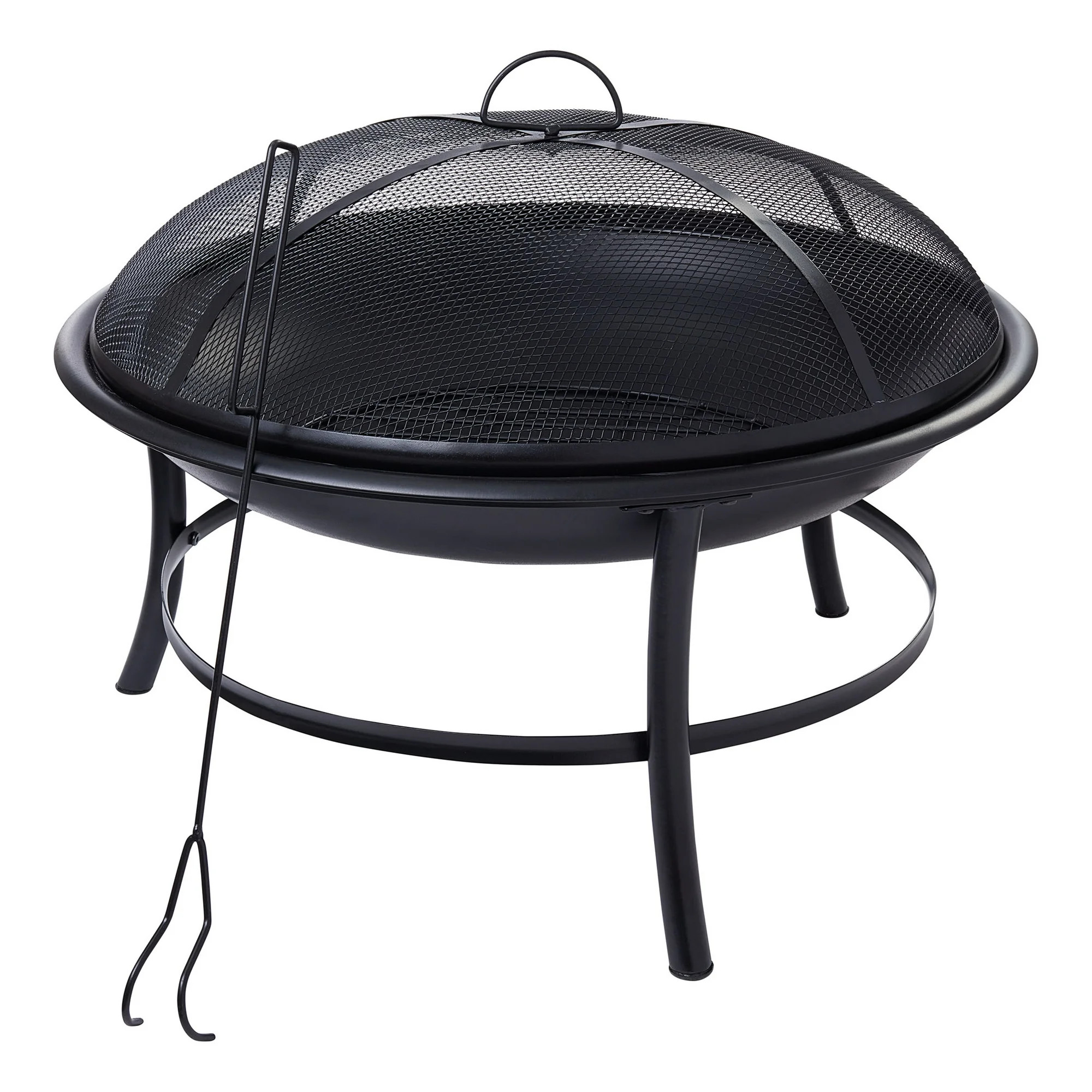Mainstays 26" Round Iron Outdoor Wood Burning Fire Pit, Black | Walmart (US)