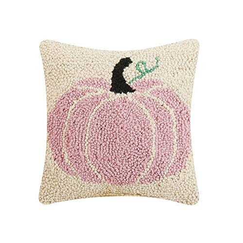 Peking Handicraft Pink Pumpkin Halloween Polyfill Hook Throw Pillow, 10-inch Square, Wool and Poly Velvet, Holiday Seasonal Decoration | Amazon (US)