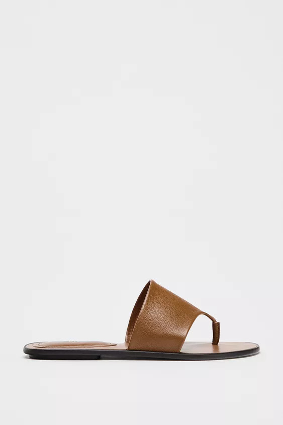 FLAT LEATHER SANDALS | Zara UK