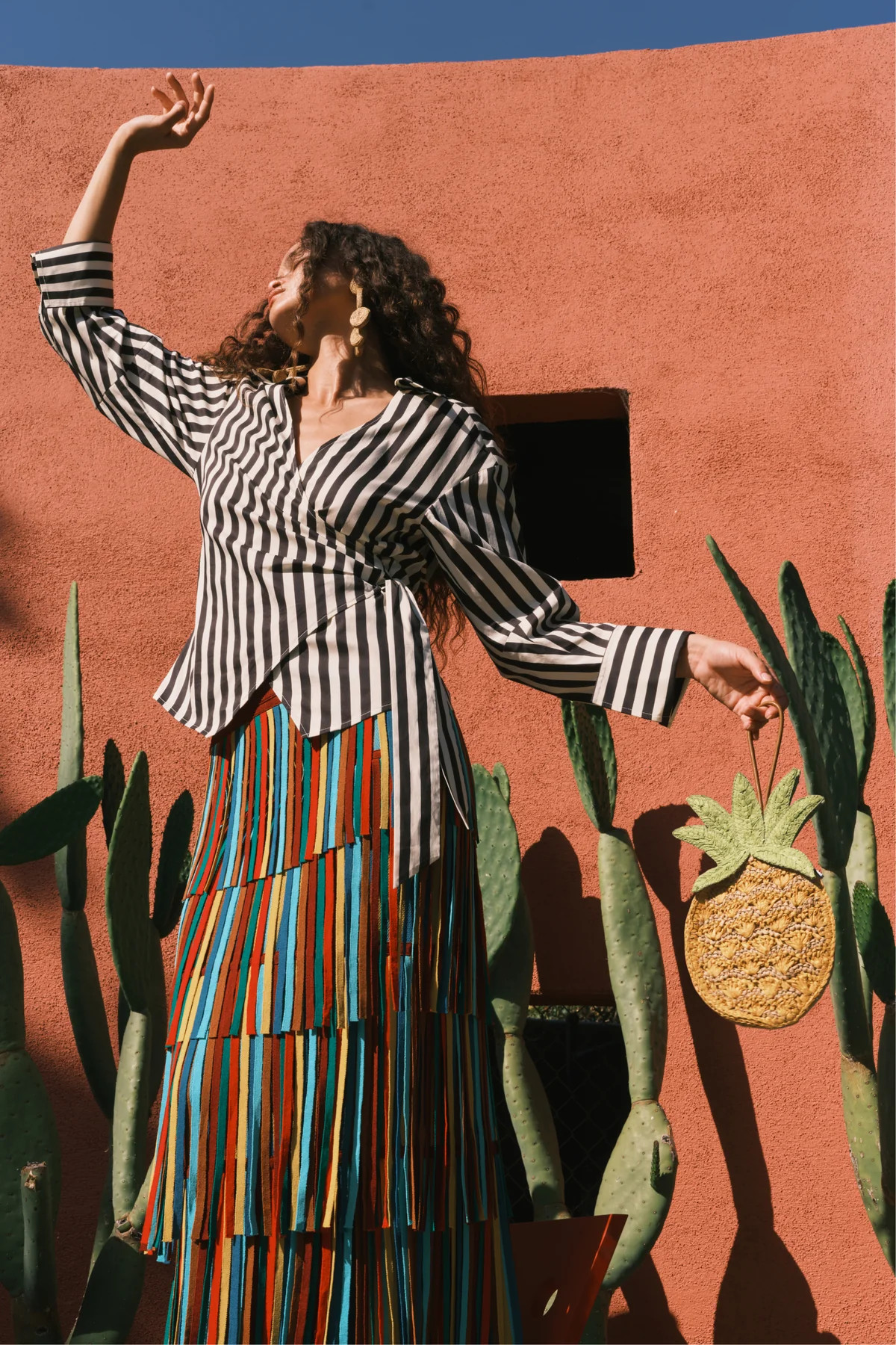 Za Za Knit Skirt In Vibrant Multi Stripe | Simon Miller