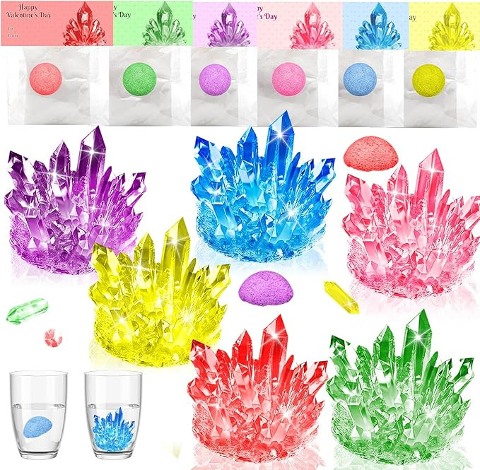 24 Pack Valentines Day Gifts for Kids - Crystal Growing Science Kit with Valentine Cards, Unique ... | Amazon (US)