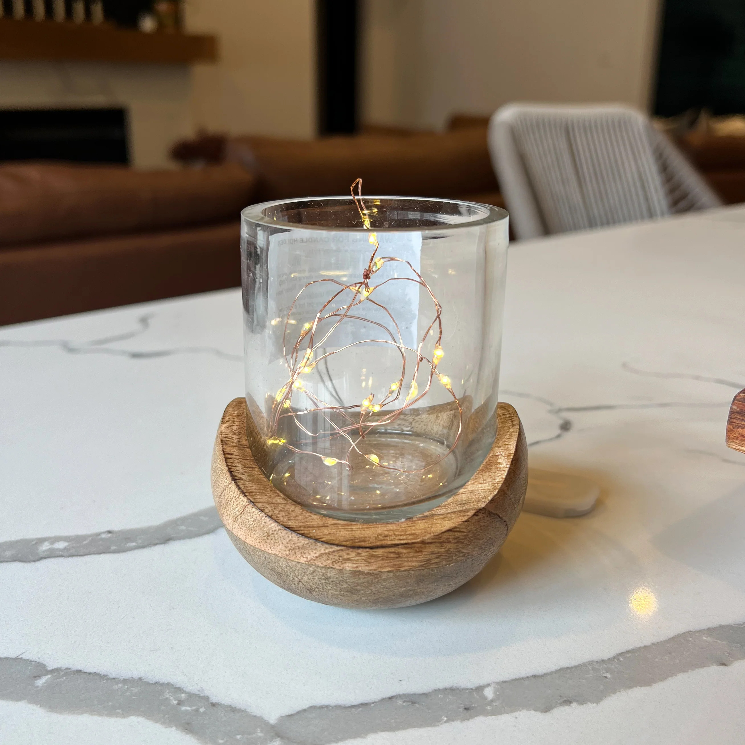 Mango Wood & Glass Hurricane | Small | MJHome