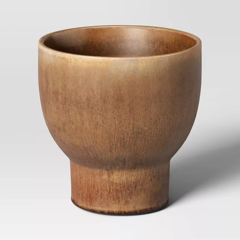 8" Wide Glazed Footed Outdoor Ceramic Planter Pot Metallic Gray - Threshold™ | Target