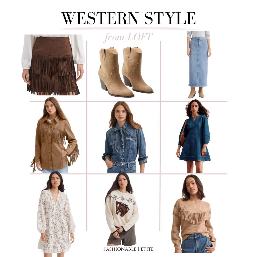 Western styles new at loft! 


Fringe, denim, denim dress, western boots, denim skirt, lace 

#LTKFindsUnder100 #LTKSaleAlert #LTKPetite