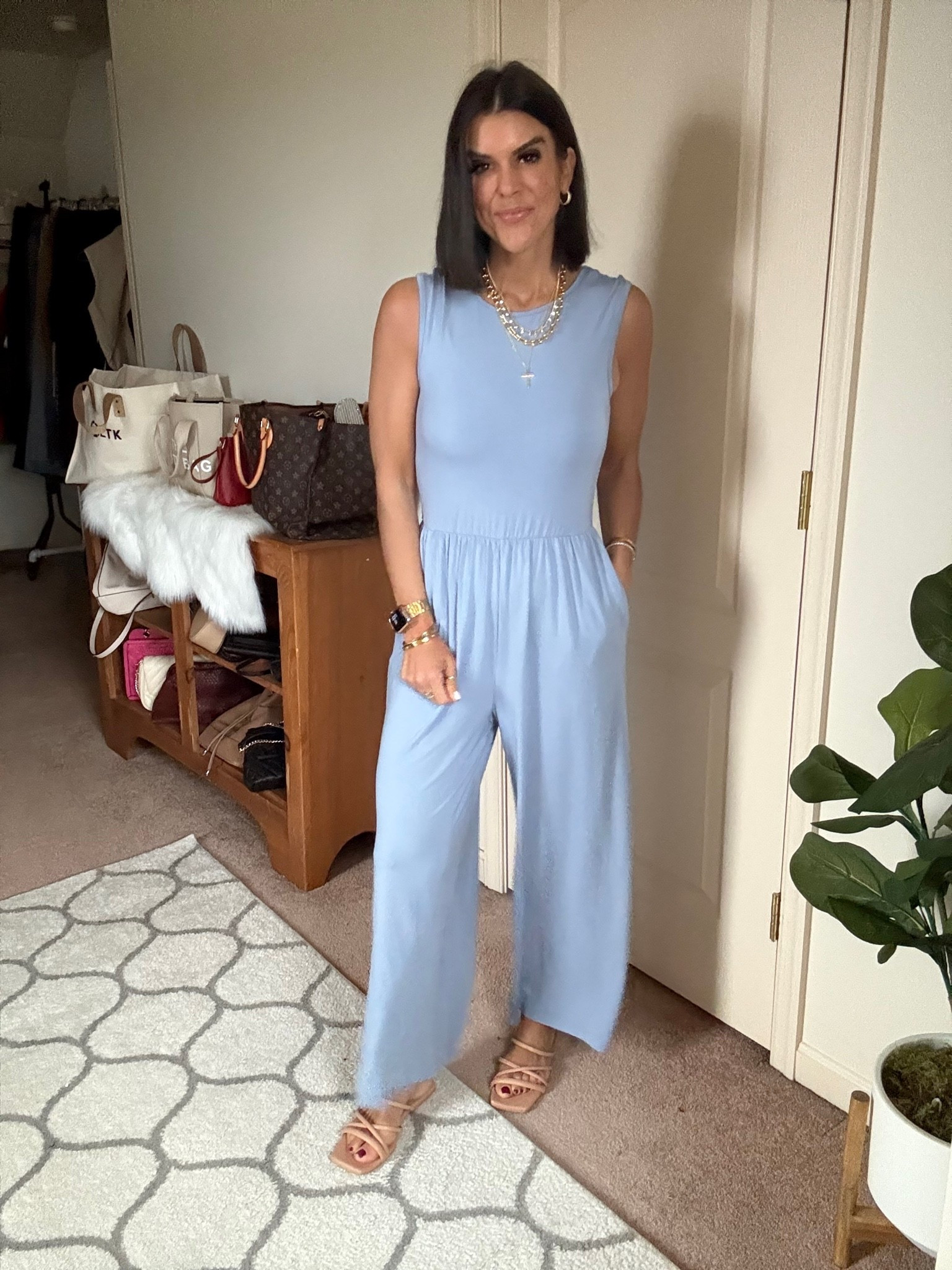 Size small in jumpsuit sandals tts

#LTKdayinmylife #LTKgrwm #LTKmomlife