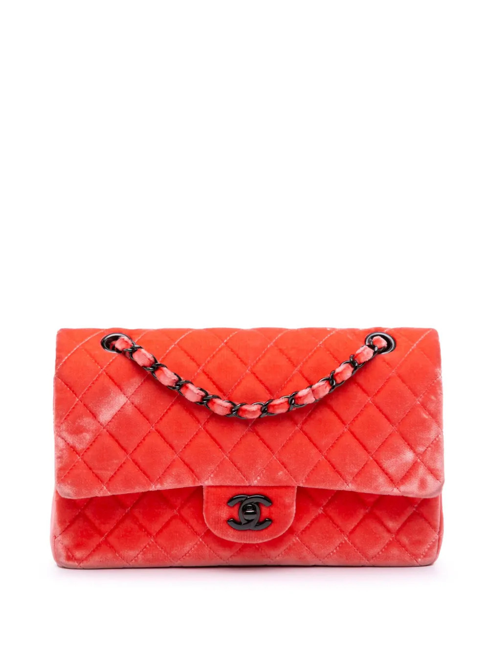 CHANEL Pre-Owned 2014-2015 Medium Classic Velvet Double Flap shoulder bag - Red | Farfetch Global