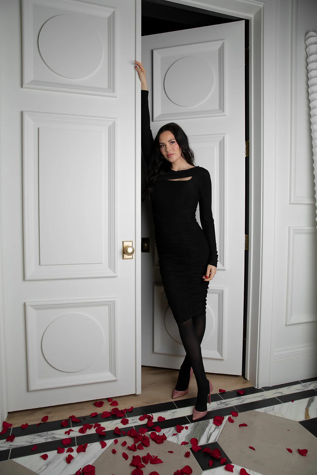 Ruched Cutout Dress - Black Diamond | Rachel Parcell