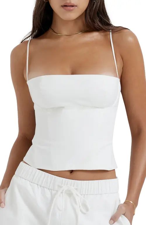 HOUSE OF CB Audette Structured Cotton Twill Corset Top in White at Nordstrom, Size Small A | Nordstrom