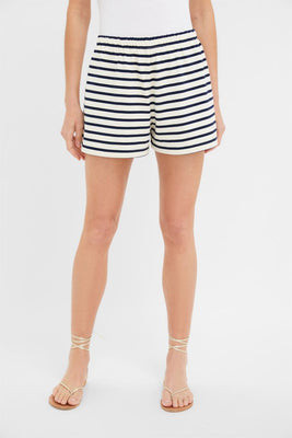 Navy and Ivory Stripe Knit Olympia Short | Tuckernuck (US)