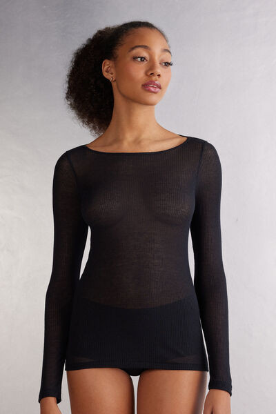 Intimissimi Ultranatural with Cashmere Long Sleeve Top Woman Black Size M | Intimissimi (US)