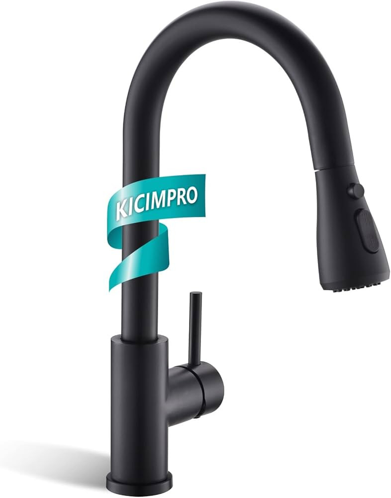 Kicimpro Matte Black Kitchen Faucet with Pull Down Sprayer, 304 Stainless Steel, 23-Inch Extended... | Amazon (US)