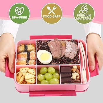 LOVINA Bento Box for Adult Kids, Stylish Teens Adult Lunch Box Containers With 5 Compartments, Du... | Amazon (US)