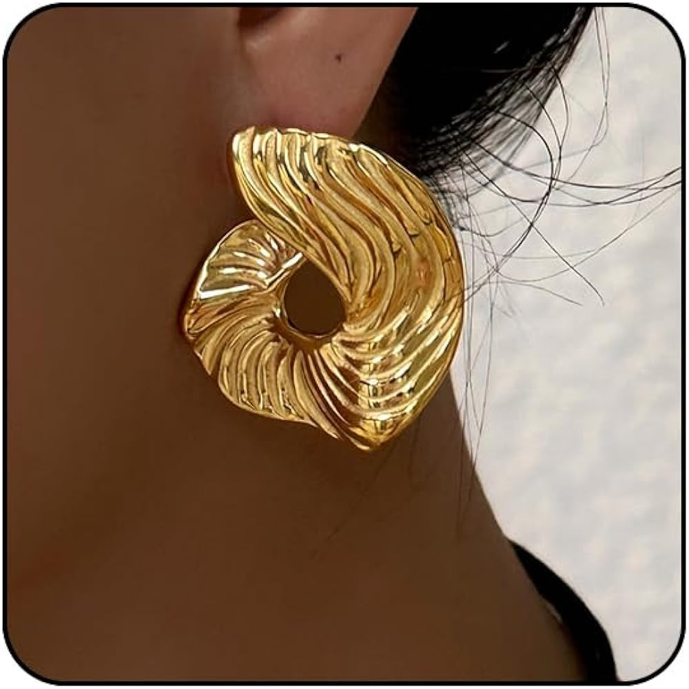 Chunky Gold Earrings for Women Trendy Silver Statement Earrings Gold Spiral Earrings Large Gold E... | Amazon (US)