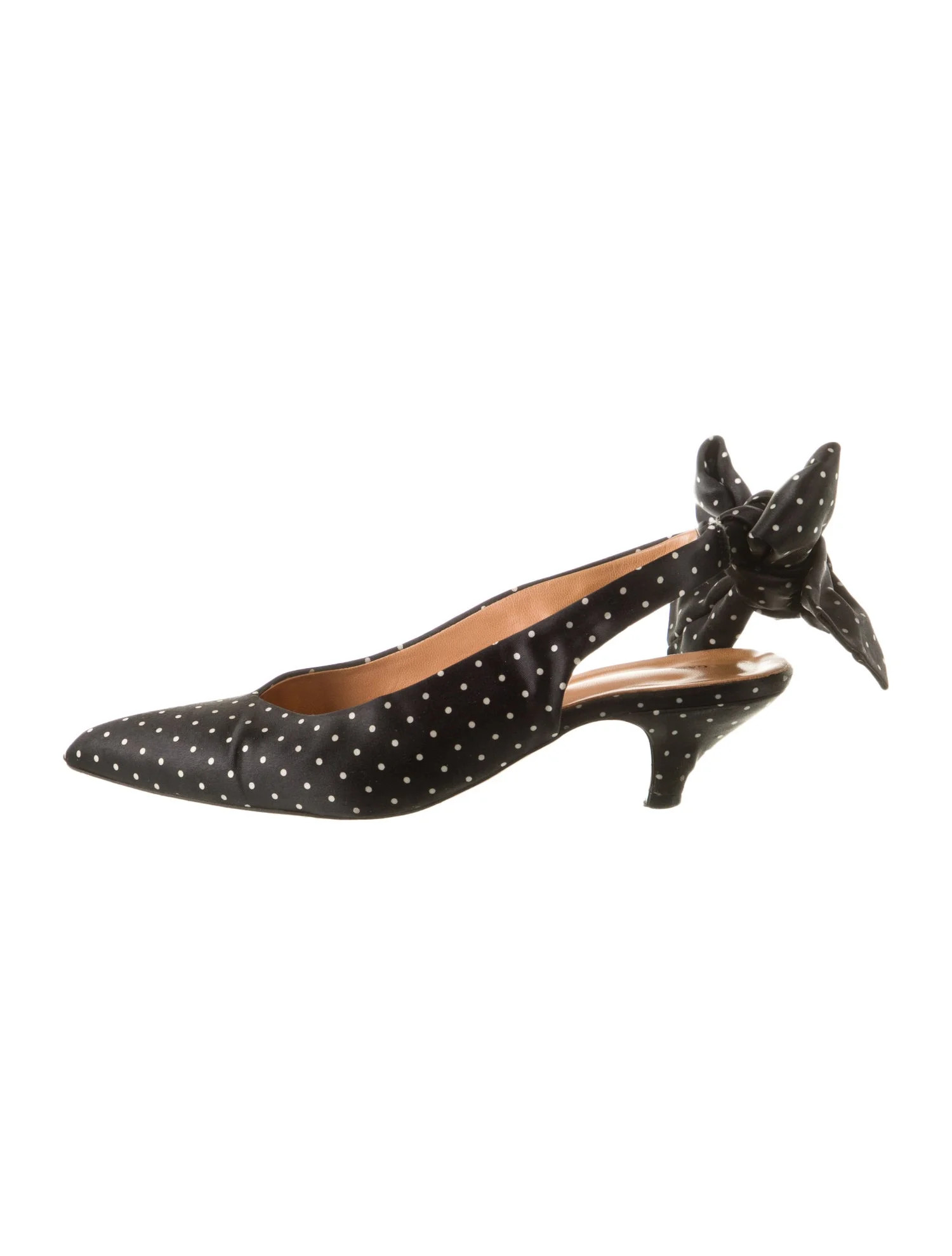 Satin Polka Dot Print Slingback Pumps | The RealReal