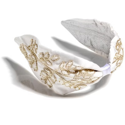 Embellished Wide Headband, Ivory | Target