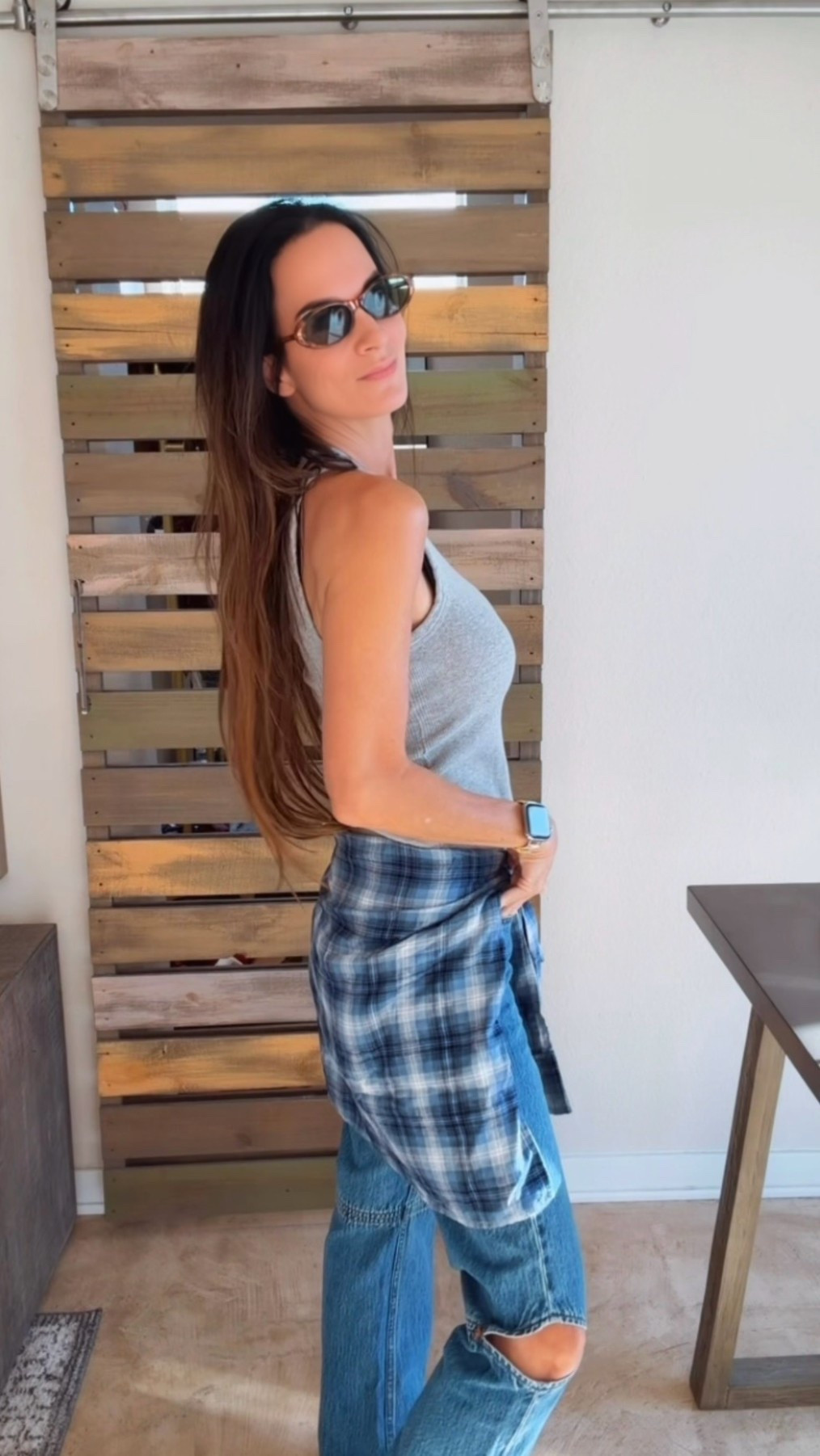Not-so-basic basics with a little attitude 🤍 A gray tank, relaxed but polished jeans, and a plaid shirt tied at the waist. Finish with sunnies and a statement bag—my kind of easy, everyday outfit. Shop the look below!

#LTKdayinmylife #LTKgrwm #LTKootd