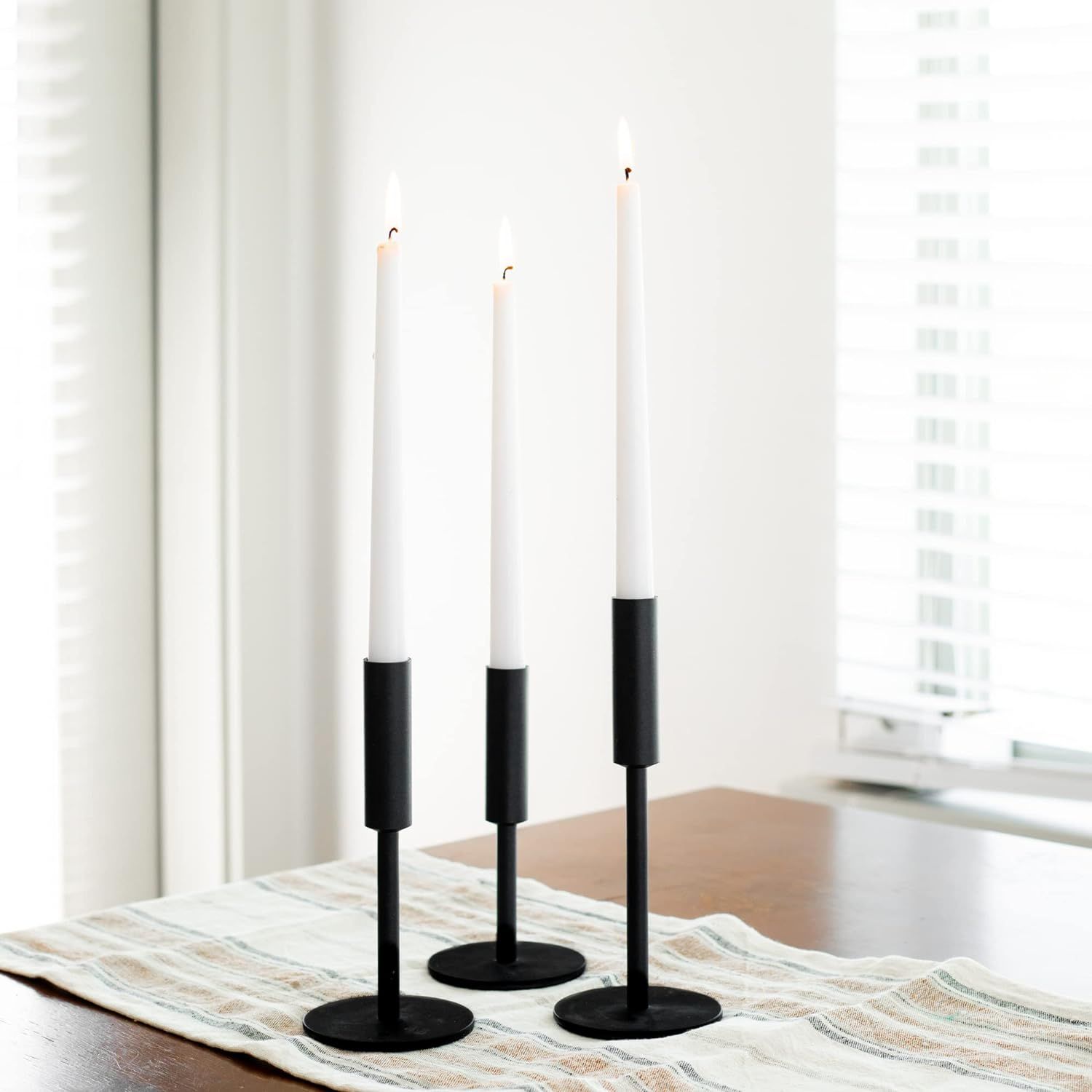 TSG Modern Black Candlestick Holders Set of 3 - Metal Candle Holders for Taper Candles, Tall Matt... | Amazon (US)