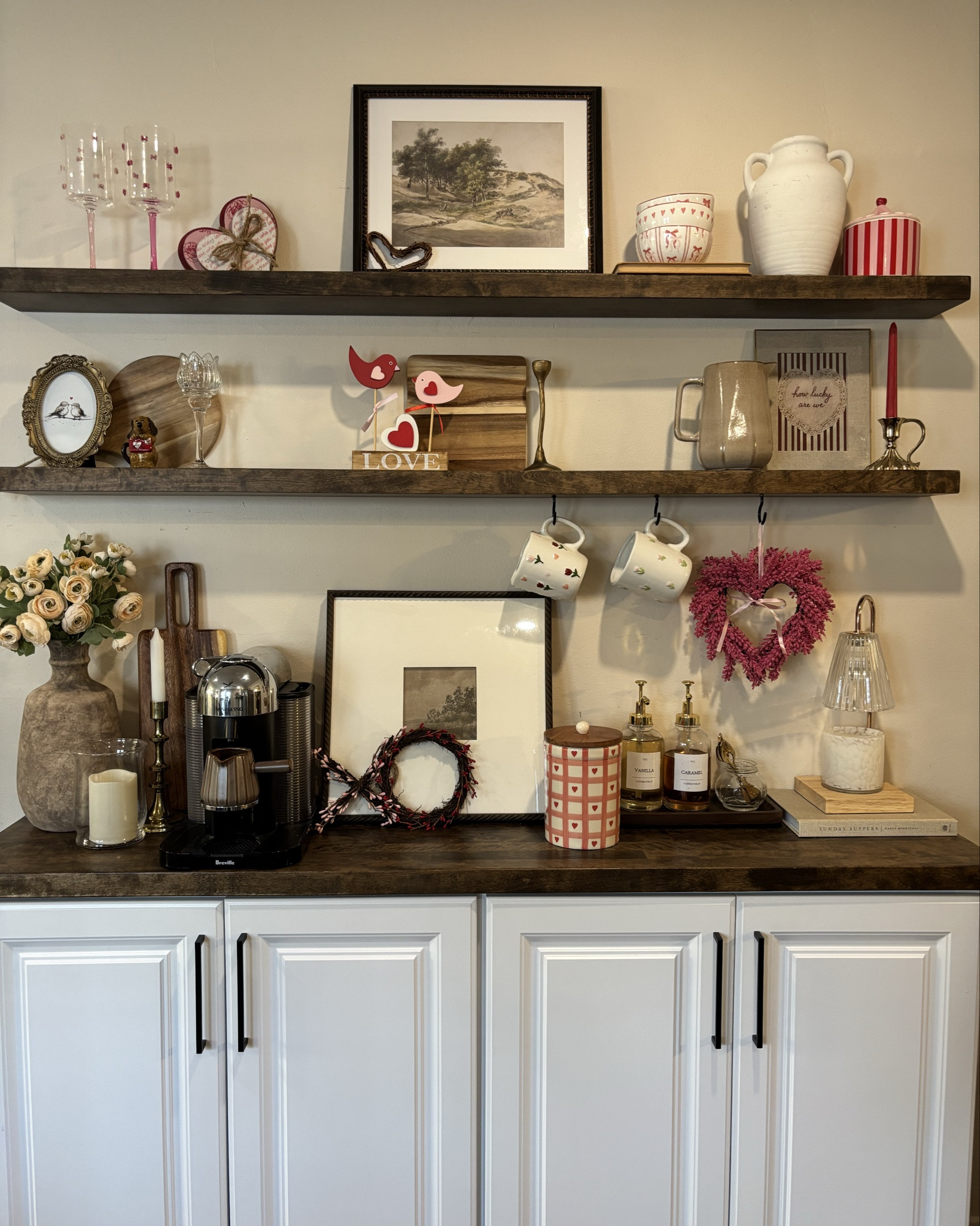 Coffee bar dressed for the month of love 💘 A neutral base with soft pinks and hints of red, subtle but sweet!

Coffee bar, coffee bar styling, valentines decor, coffee bar inspo, cozy aesthetic, home decor inspo, small home inspo 

#LTKValentine #LTKHome #LTKSeasonal