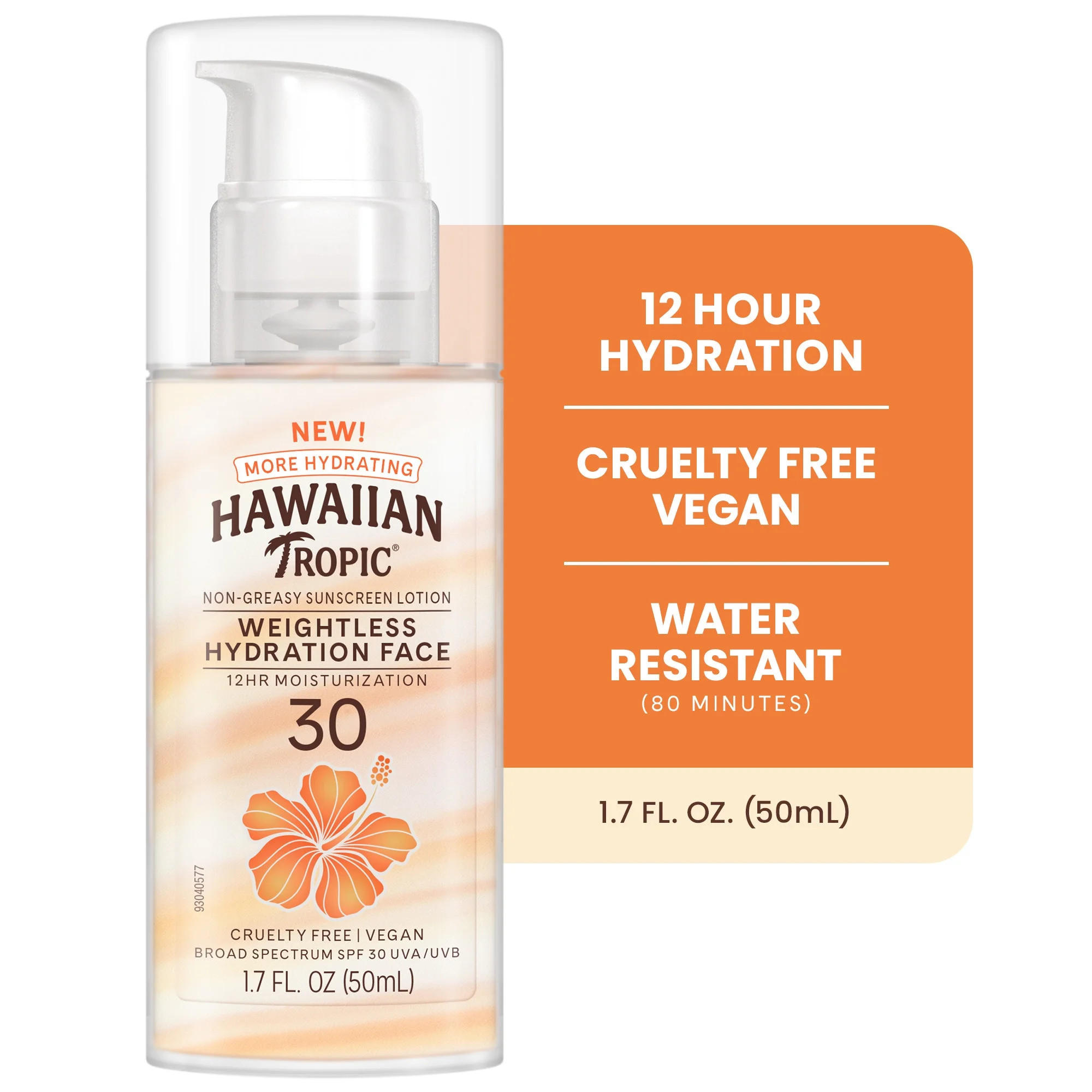 Hawaiian Tropic Weightless Hydration Lotion Sunscreen for Face SPF 30, Travel Size 1.7oz HSA/FSA ... | Walmart (US)