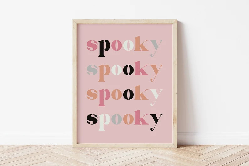 Pink Pastel Spooky Halloween Printable Art Spooky Season - Etsy | Etsy (US)