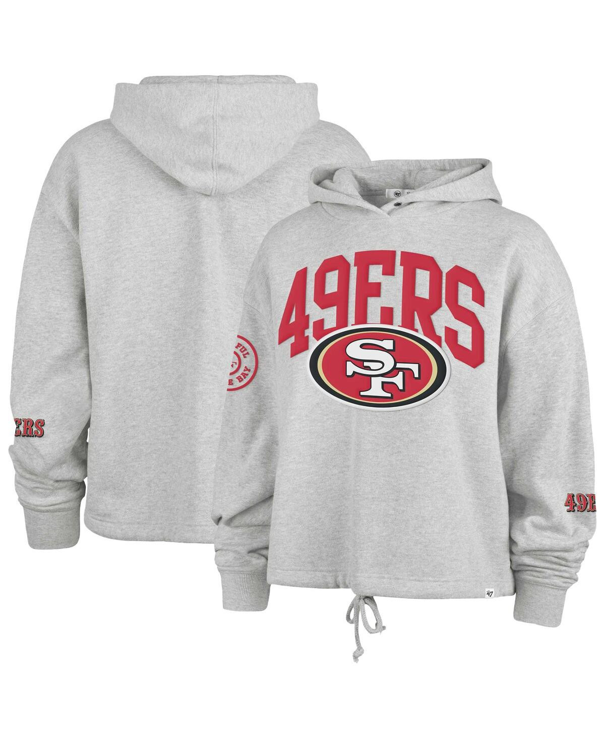 '47 Brand Women's Heather Gray San Francisco 49ers High Hopes Long Sleeve Cropped Hoodie - Heather Gray | Macy's