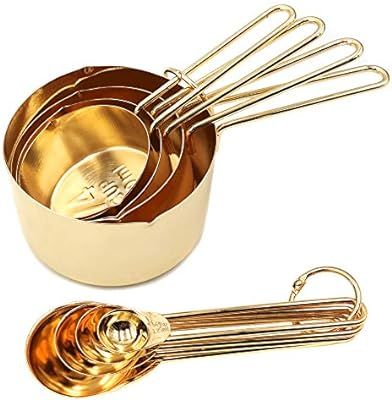 Homestia Stainless Steel Measuring Cups and Spoons Set of 8 Pcs Baking Cooking Utensils with Meas... | Amazon (US)