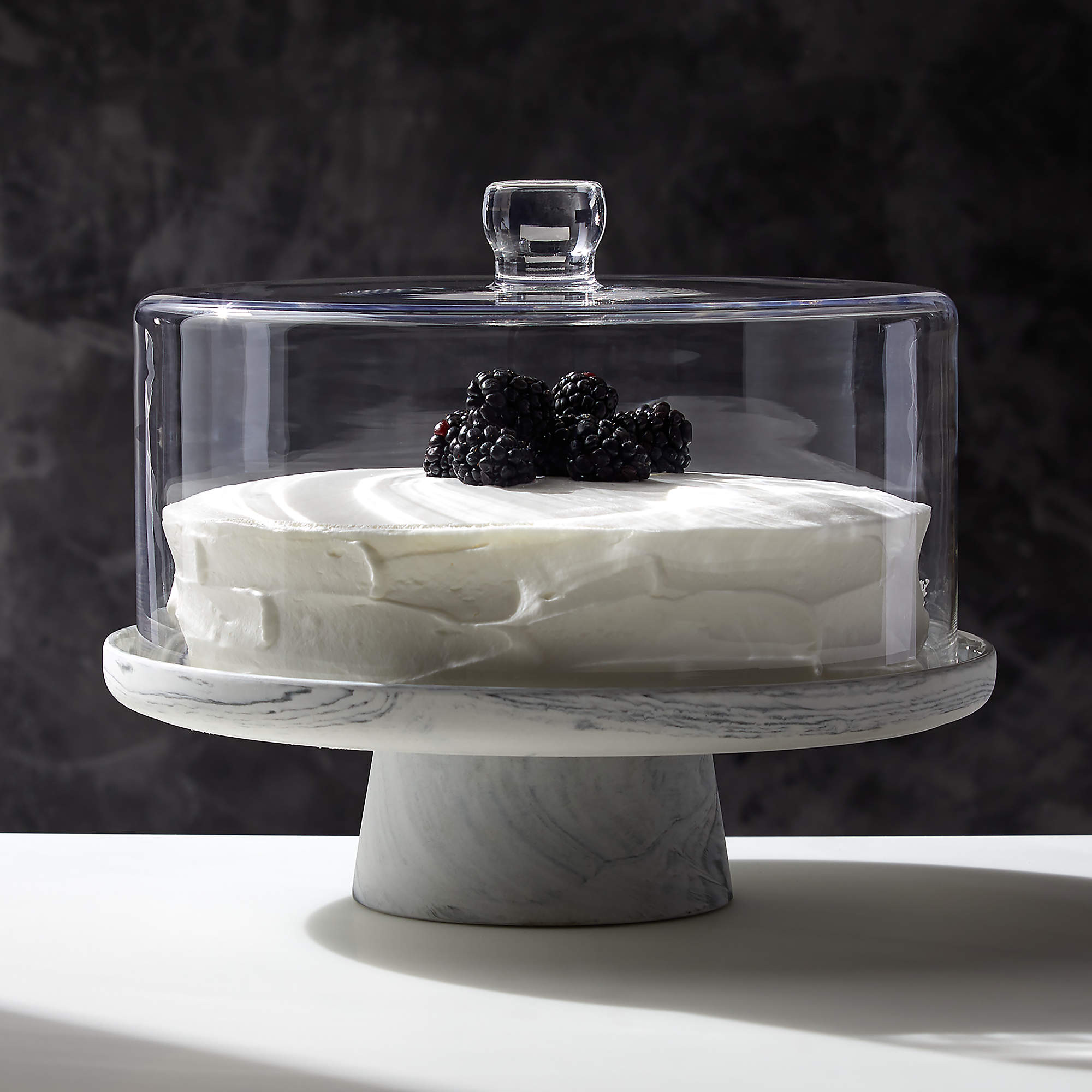 Swirl Black and White Cake Stand with Glass Lid by Jennifer Fisher + Reviews | CB2 | CB2