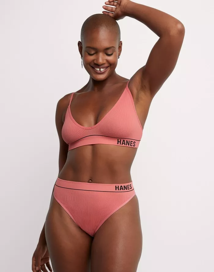 Hanes Originals Women's Underwear, Seamless Rib Hi-Rise Cheeky