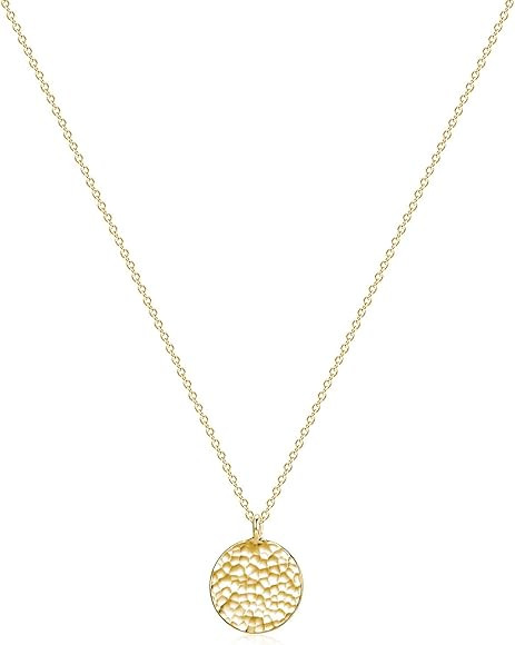 Women Moon Necklace Hammered Coin Full Karma Circle New Crescent Moon Phase Pendant Dainty Chain ... | Amazon (US)