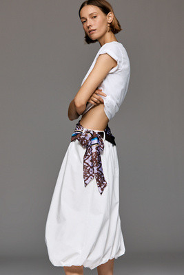 Maeve Cotton Scarf Bubble-Hem Midi Skirt | Anthropologie (US)