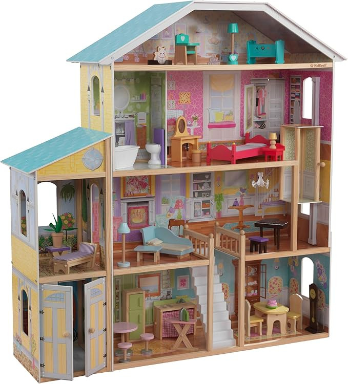 KidKraft Majestic Mansion Wooden Dollhouse with 34-Piece Accessories, Working Elevator and Garage... | Amazon (US)