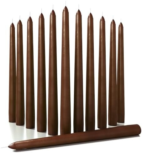 CANDWAX 10 inch Candlesticks - Set of 12 Dripless Tapered Candles - Brown Candles for Home Decor | Amazon (US)
