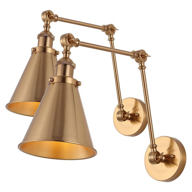 7" (Set of 2) LED Rover Adjustable Classic Glam Arm Metal Wall Sconces Brass/Gold - JONATHAN Y | Target