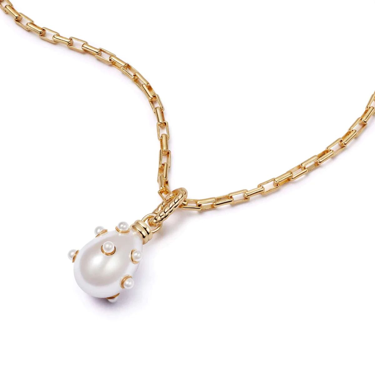 Shrimps Pearl Charm Necklace 18ct Gold Plate | Daisy London Jewellery