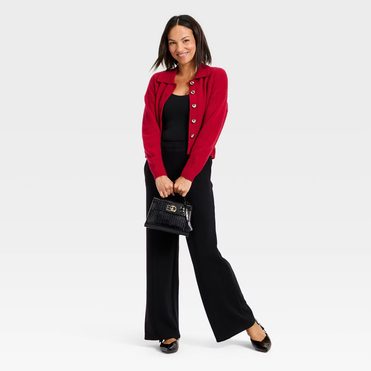 Women's Long Sleeve Heart Button Cardigan Sweater - A New Day™ | Target