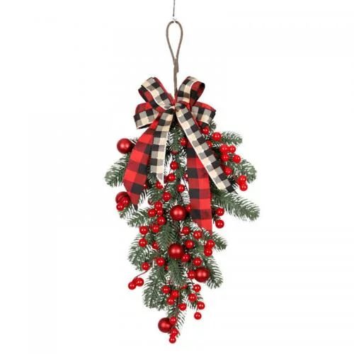 23.6 Inch Christmas Swags Cordless Prelit Stairway Swag Trim Artificial Teardrop Swag Wreaths for... | Walmart (US)
